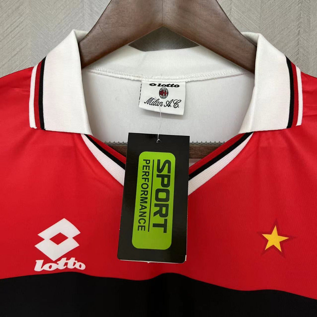 AC Milan 1994/95 Vintage Retro White/Red Away Jersey
