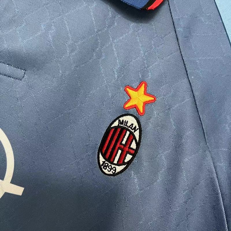 AC Milan 1995/96 Vintage Retro Blue Away Jersey
