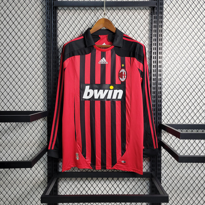 AC Milan 2007/08 Retro Red/Black Home Long Sleeve Jersey