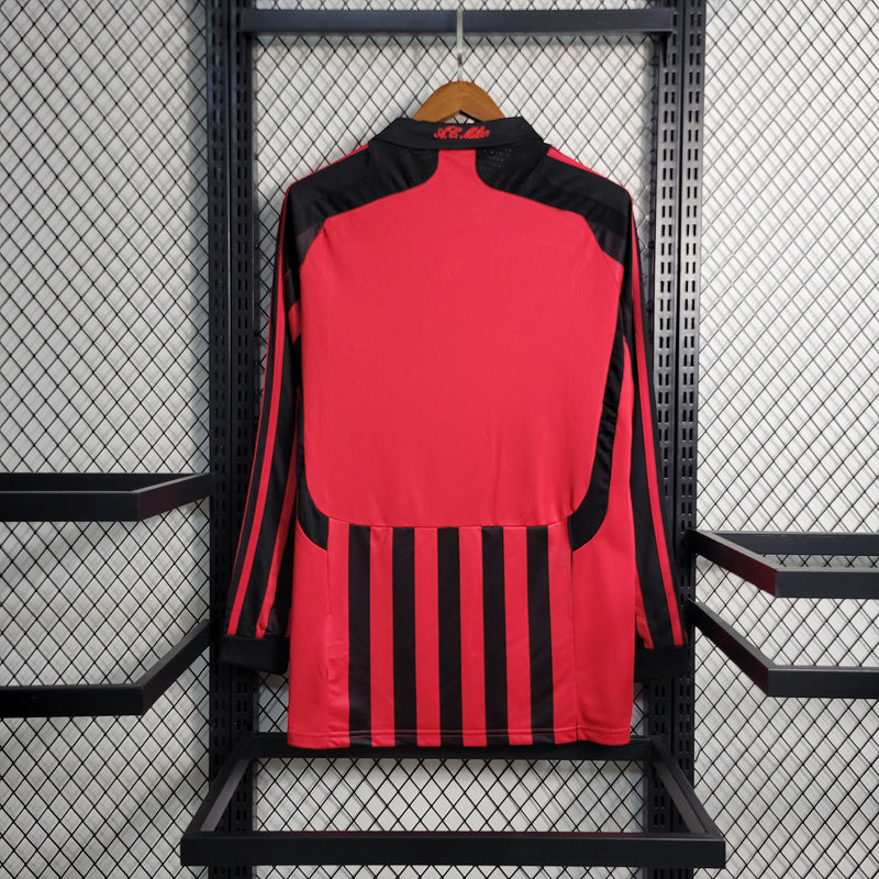 AC Milan 2007/08 Retro Red/Black Home Long Sleeve Jersey