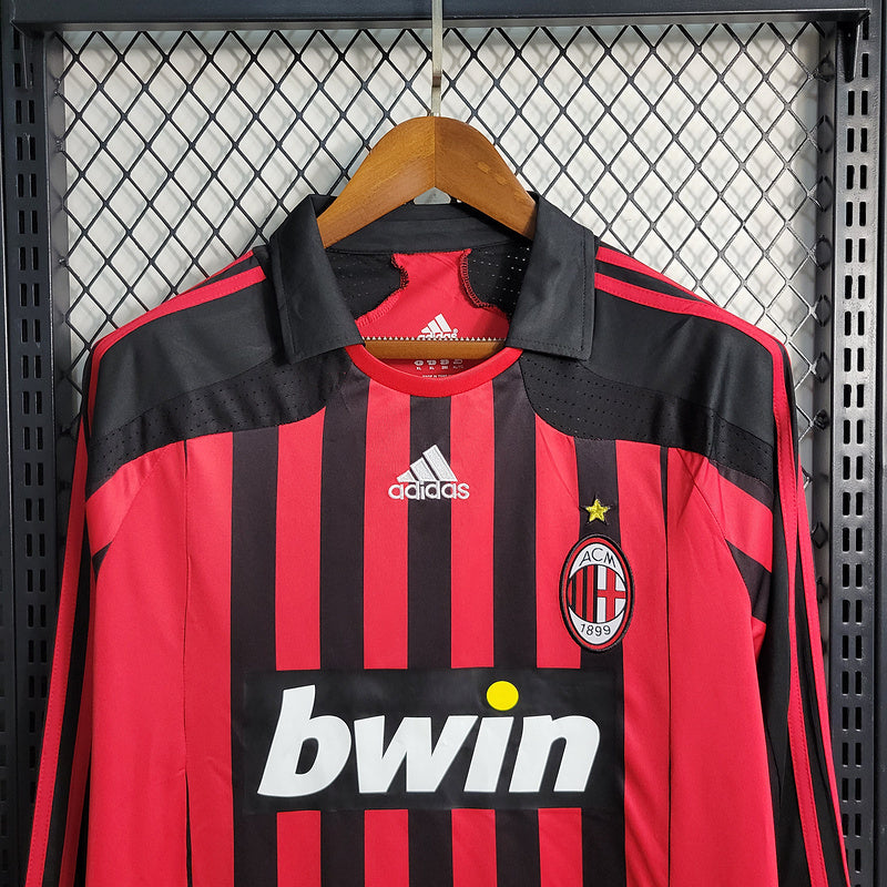 AC Milan 2007/08 Retro Red/Black Home Long Sleeve Jersey