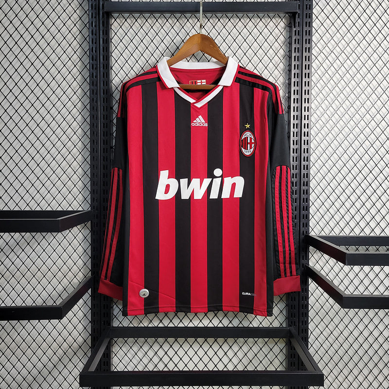 AC Milan 2009/10 Vintage Retro Red/Black Home Long Sleeve Jersey
