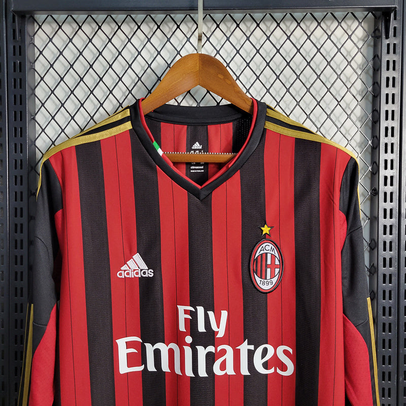 AC Milan 2013/14 Vintage Retro Red/Black Home Long Sleeve Jersey