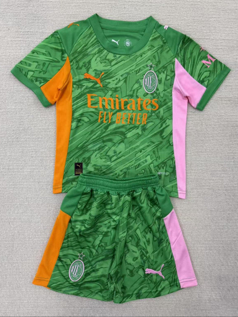 AC Milan 25/26 Goalkeeper Kids Green Jersey Set