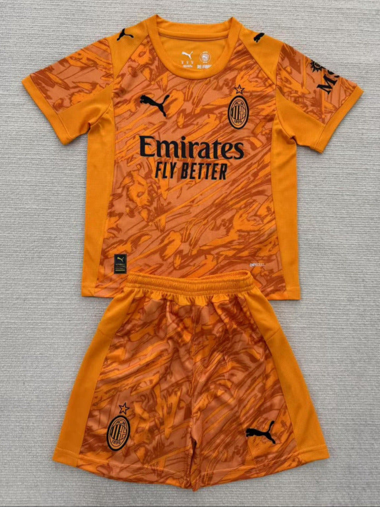 AC Milan 25/26 Goalkeeper Kids Orange Jersey Set