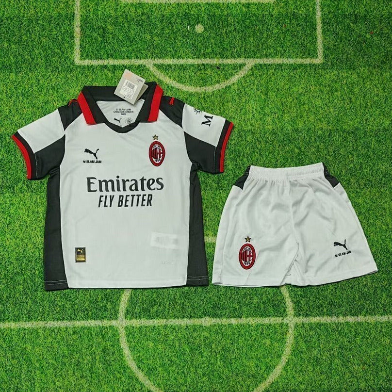 AC Milan 25/26 White/Black/Red Fourth Kids Jersey Set
