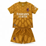 AC Milan 26/27 Gold/Brown Honeycomb Goalkeeper Kids Jersey Set