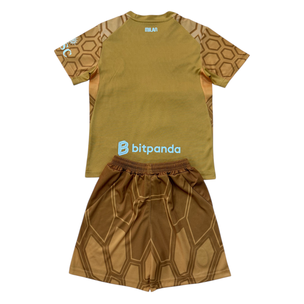 AC Milan 26/27 Gold/Brown Honeycomb Goalkeeper Kids Jersey Set