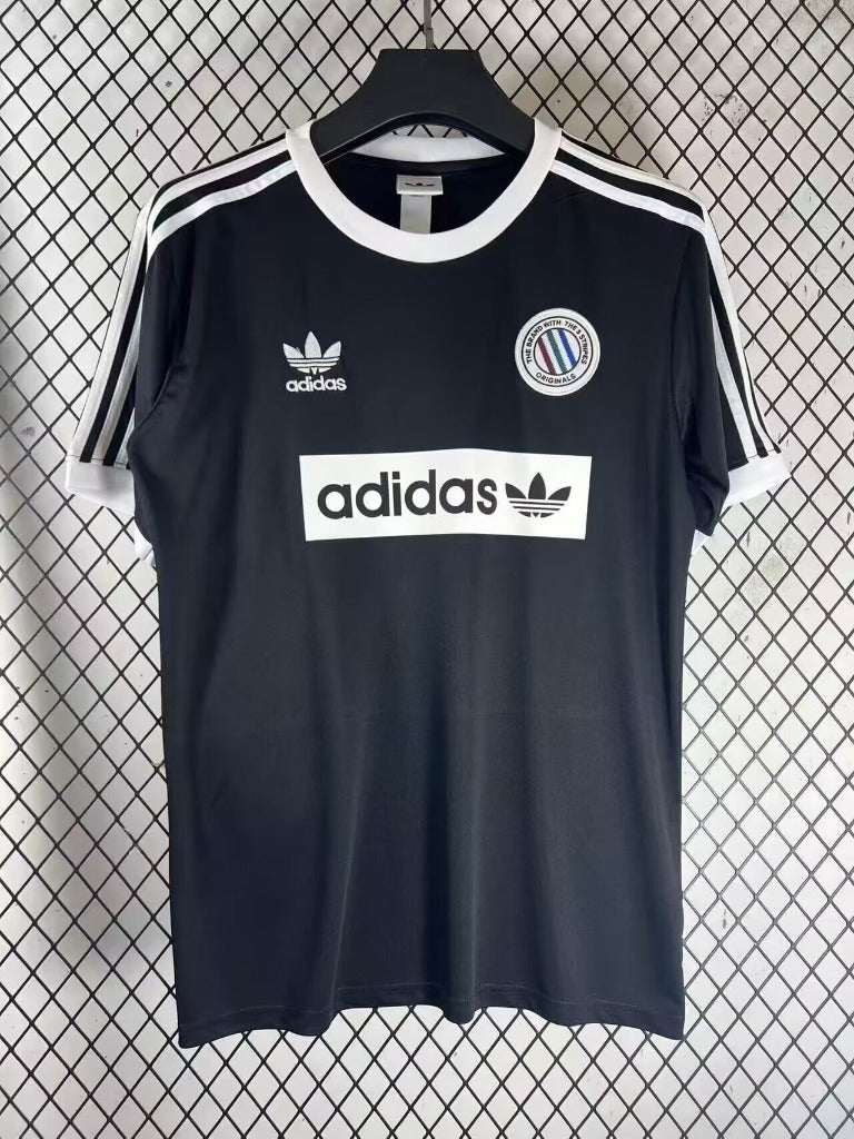 Adidas Originals 26/27 Black 3 White Stripes Retro Style Ringer Jersey