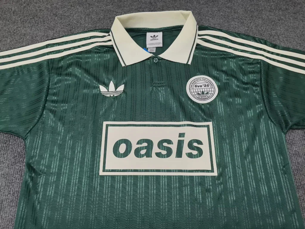 Adidas x Oasis 25/26 Tour Jacquard Green/White 3 Stripes Jersey