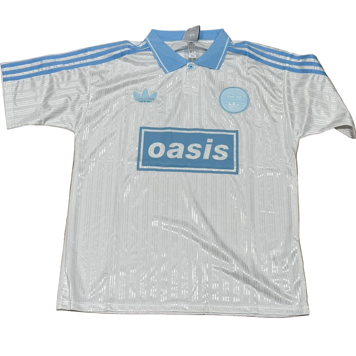 Adidas x Oasis 25/26 White/Blue 3 Stripes Jersey