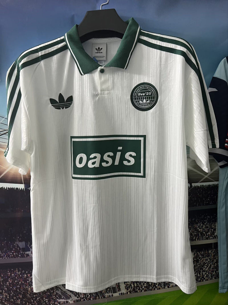 Adidas x Oasis 25/26 White/Green Tour Jacquard Jersey