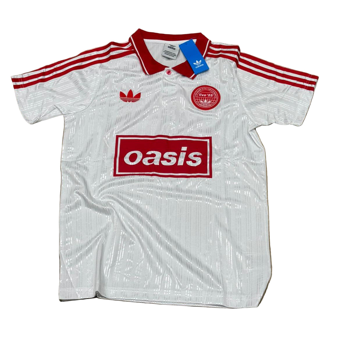 Adidas x Oasis 25/26 White/Red 3 Stripes Jersey