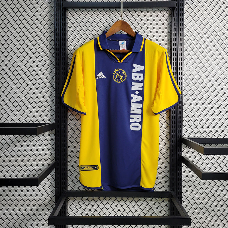 Ajax 2000/01 Vintage Retro Yellow/Blue Away Jersey
