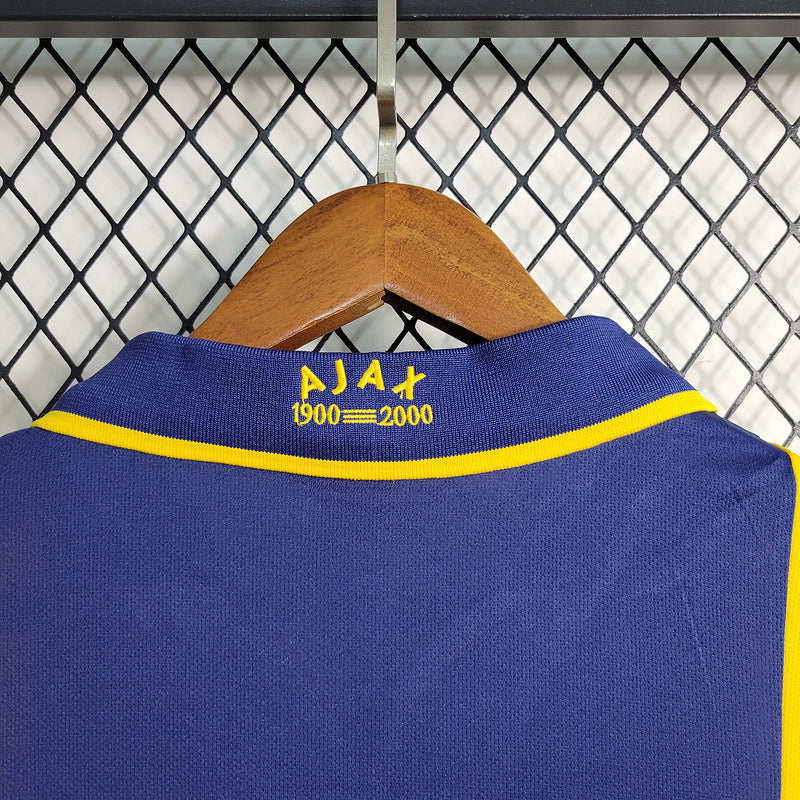 Ajax 2000/01 Vintage Retro Yellow/Blue Away Jersey