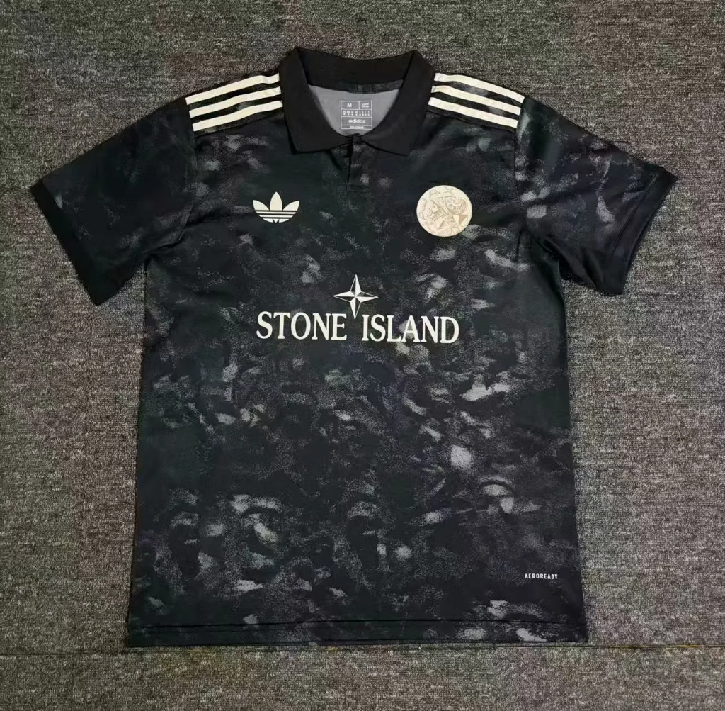 Ajax 2025 X Stone Island Black Jersey