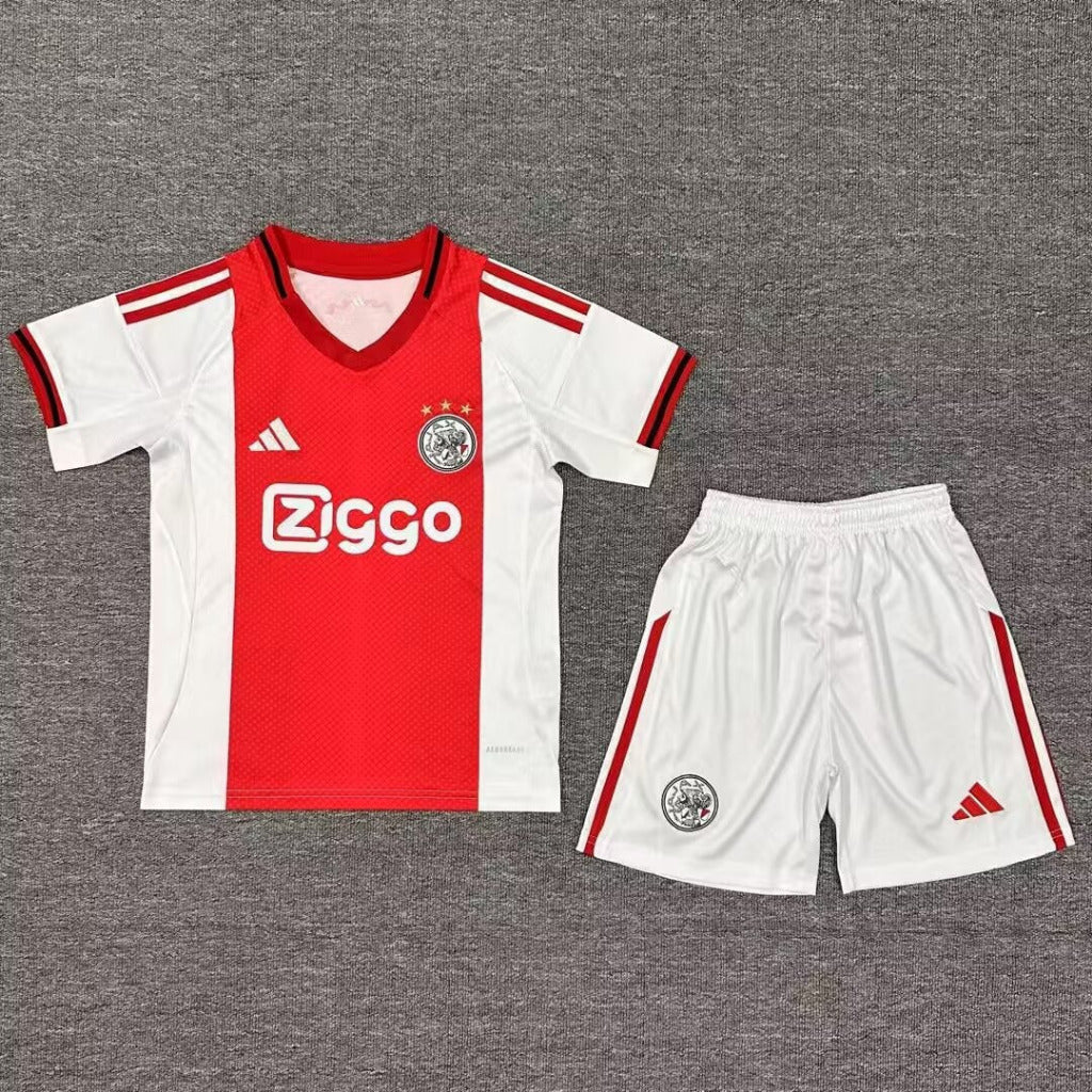 Ajax 25/26 Red/White Home Kids Jersey Set