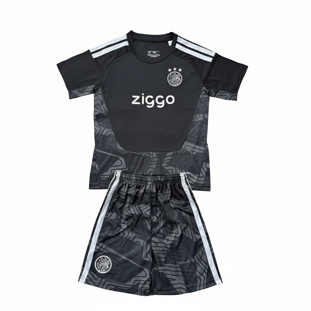 Ajax 26/27 Black and Dark Gray Goalkeeper Kids Jersey Set