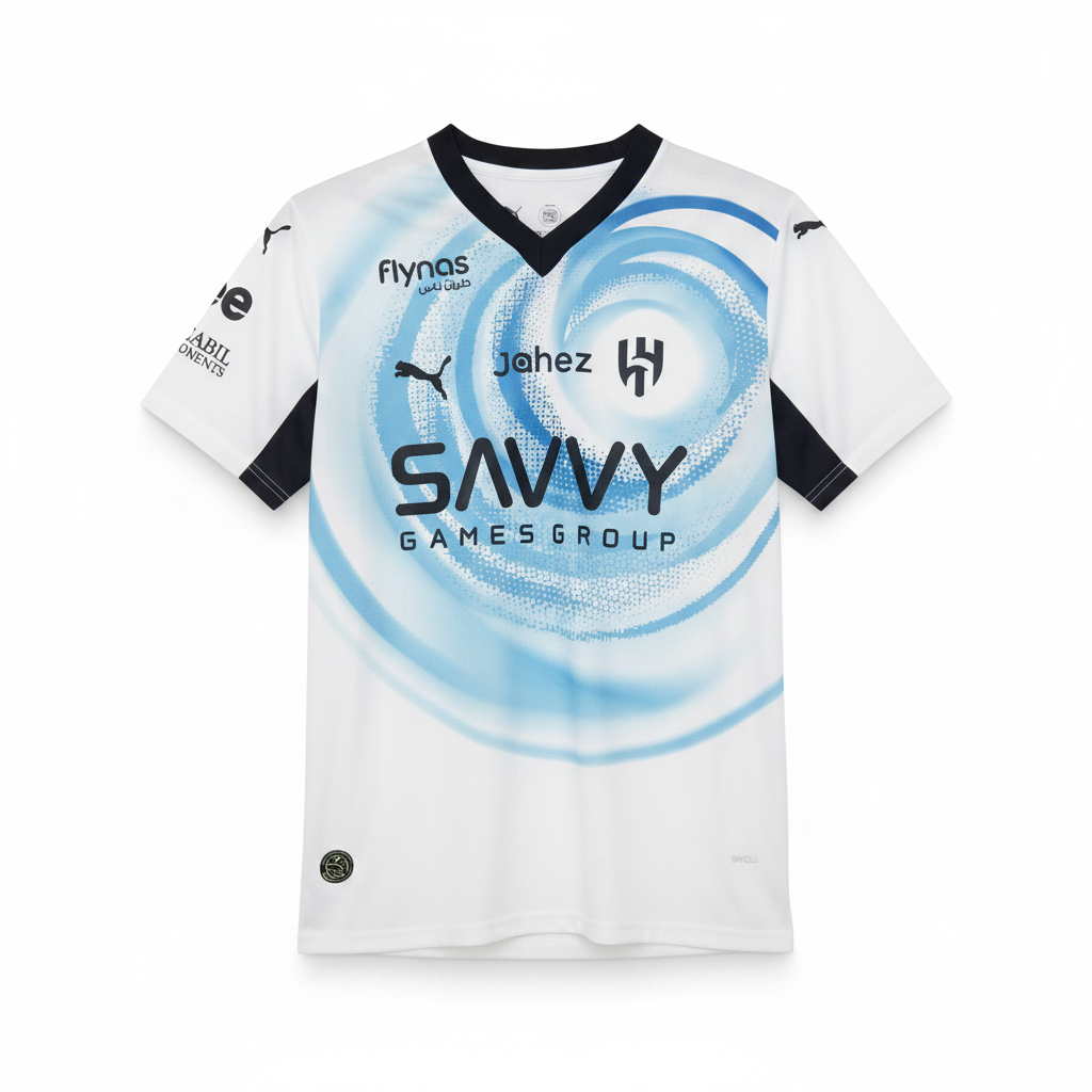Al-Hilal 26/27 White/Light Blue Swirling Away Jersey