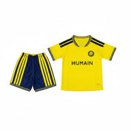 Al Nassr 26/27 Bright Yellow With Navy Strips Home Kids Jersey Set