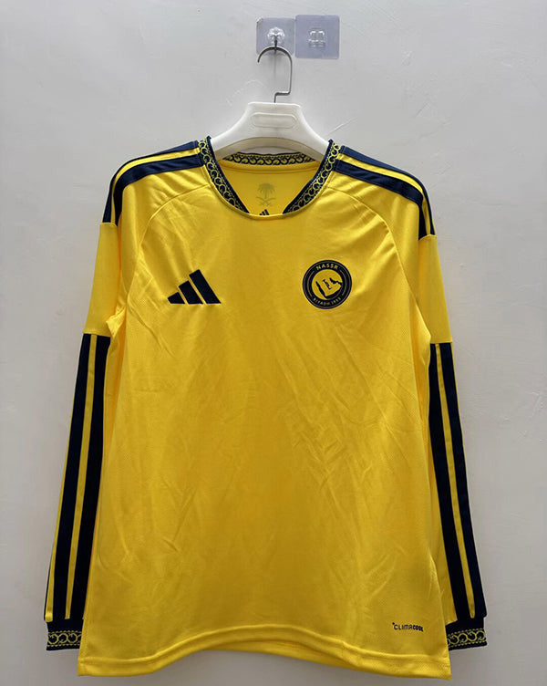 Al Nassr 26/27 Yellow/Dark Navy Shoulder Stripes Home Long Sleeve Jersey