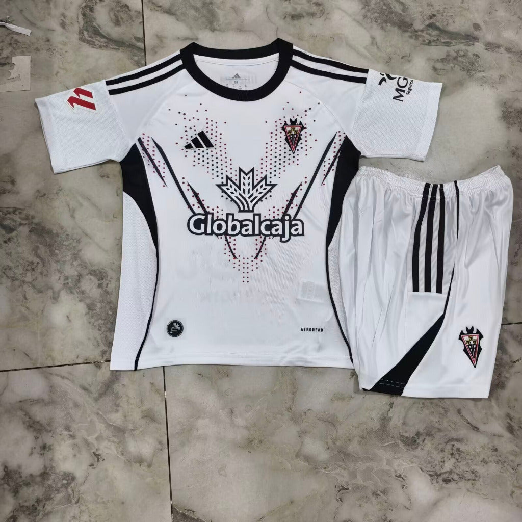 Albacete 25/26 White/Black Home Kids Jersey Set