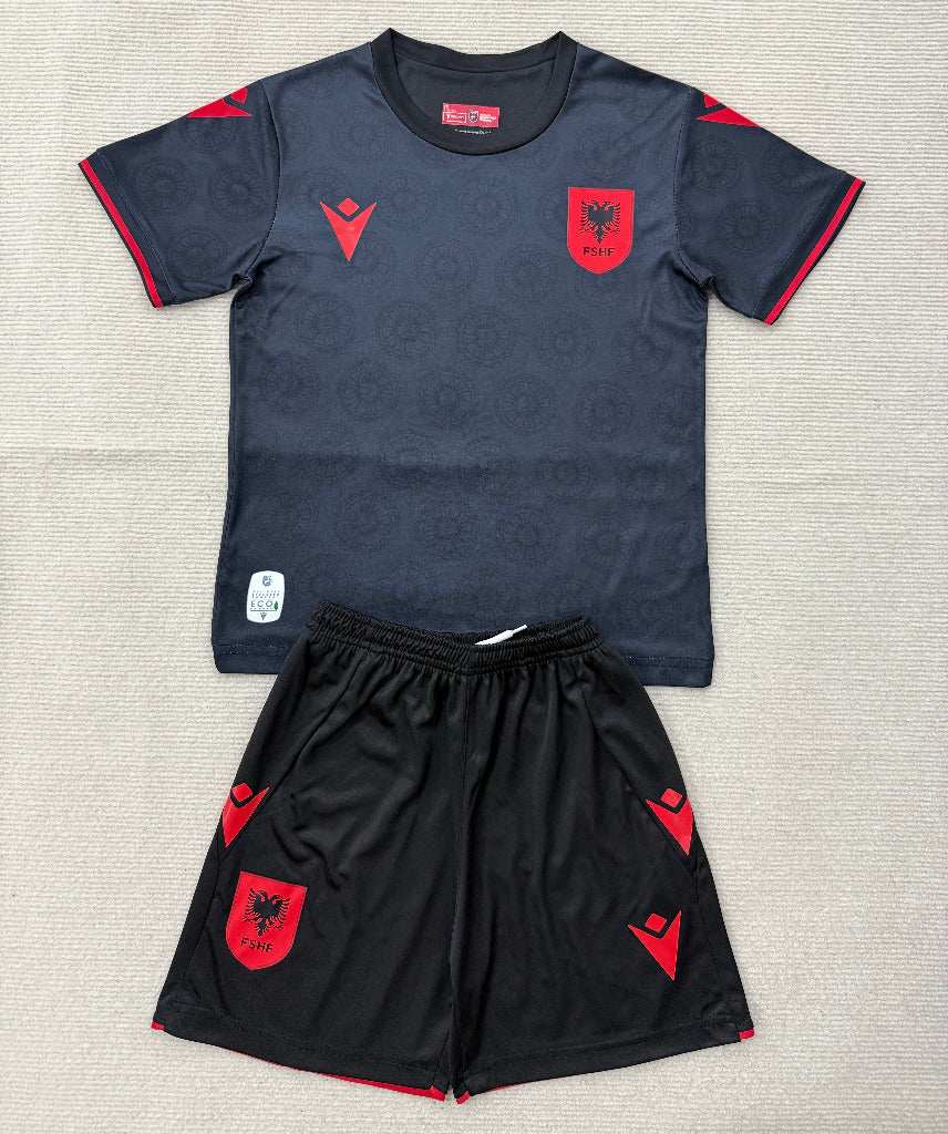 Albania 2026 Black/Red Third Kids Soccer Jersey Set