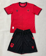 Albania 2026 Red/Black Wavy Home Kids Jersey Set