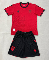 Albania 2026 Red/Black Wavy Home Kids Jersey Set