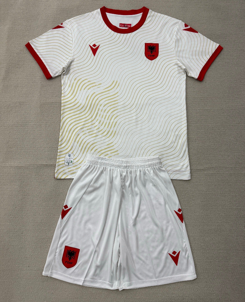 Albania 2026 White/Red Away Kids Jersey Set