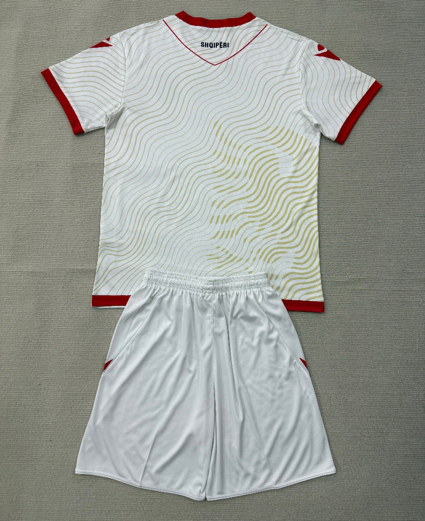 Albania 2026 White/Red Away Kids Jersey Set