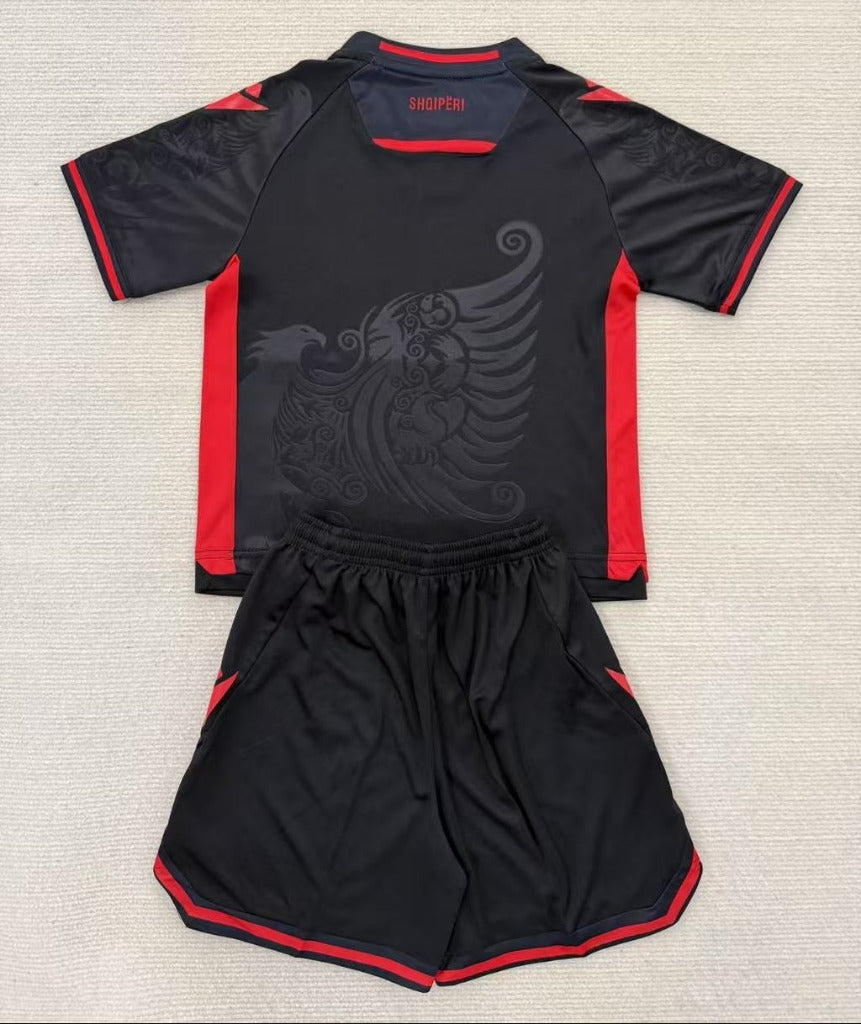 Albania 25/26 Black/Red Third Away Kids Jersey Set