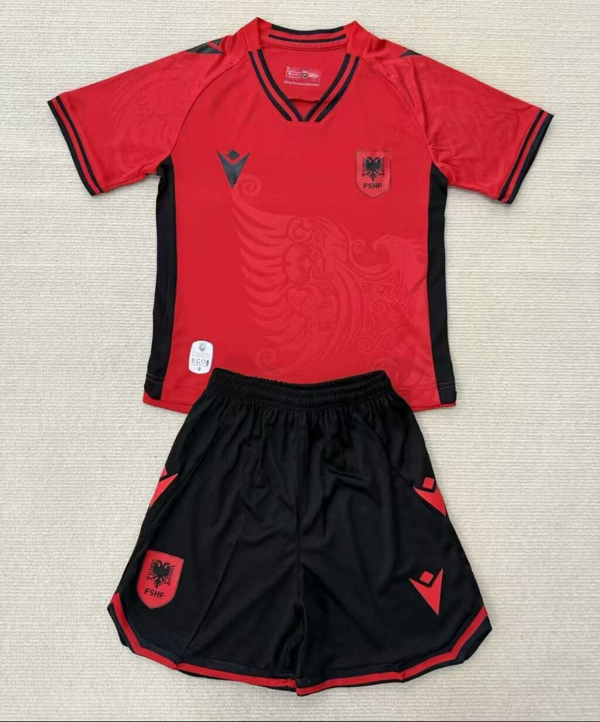 Albania 25/26 Red/Black Home Kids Jersey Set