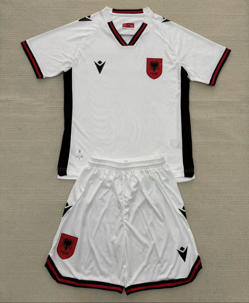 Albania 25/26 White/Black Third Away Kids Jersey Set