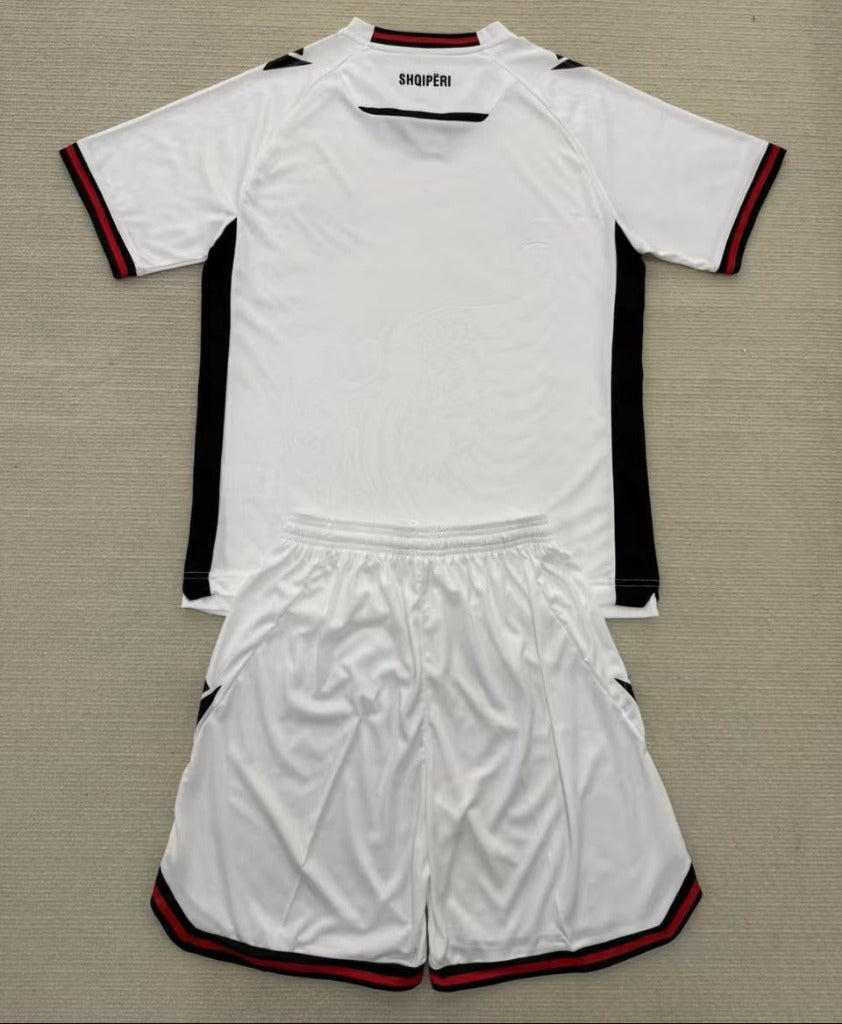 Albania 25/26 White/Black Third Away Kids Jersey Set