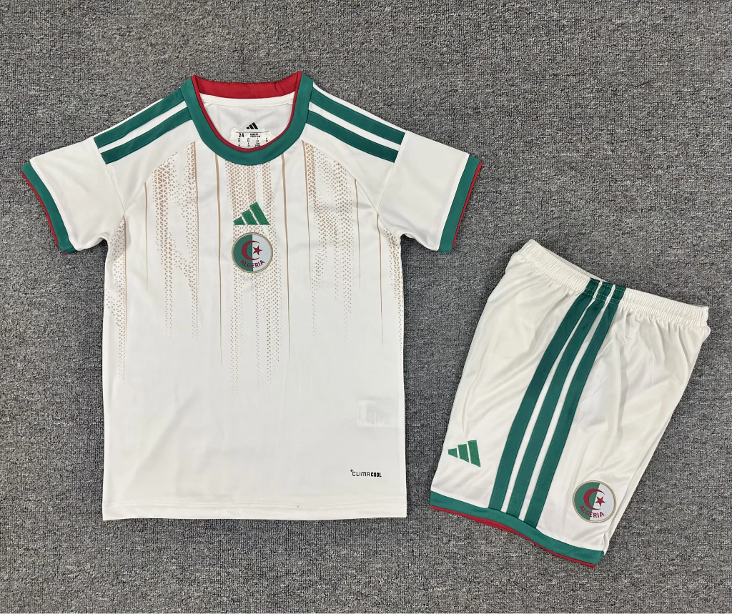 Algeria 25/26 White/Green Home Kids Jersey Set