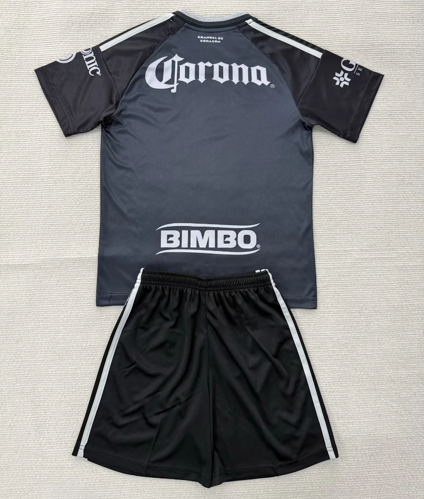 America 26/27 Black/Gray Away Kids Jersey Set