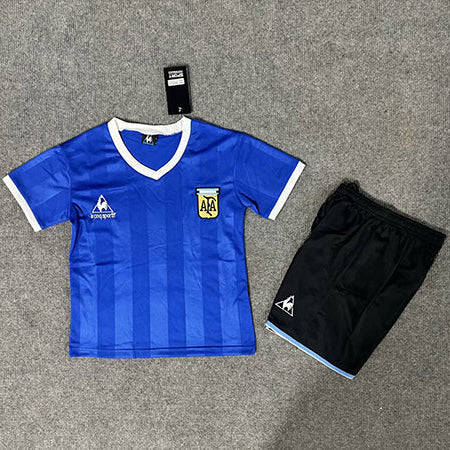 Argentina 1986 Vintage Retro Away Kids Jersey Set