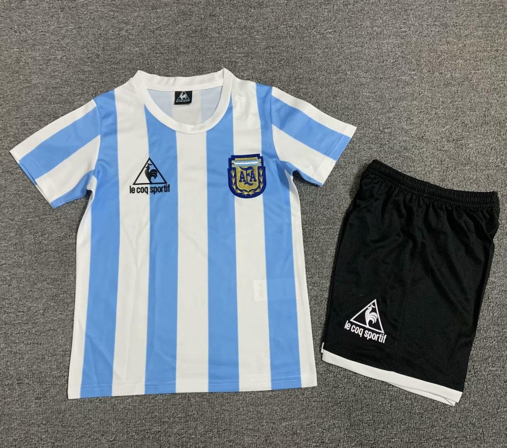 Argentina 1986 Vintage Retro Home Kids Jersey Set