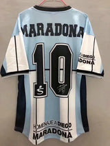 Argentina 2001 Retro Maradona Commemorative Edition White/Blue Jersey