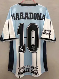 Argentina 2001 Retro Maradona Commemorative Edition White/Blue Jersey