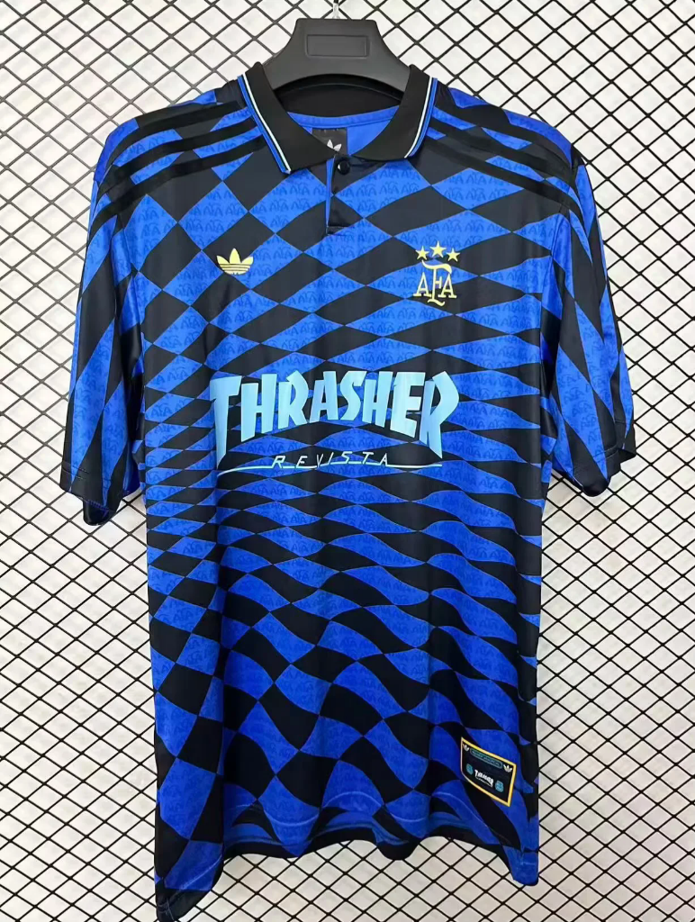 Argentina 2026 Black/Blue Wavy Checkerboard Thrasher Version Jersey