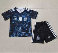 Argentina 25/26 Black/Blue Away Kids Jersey Set