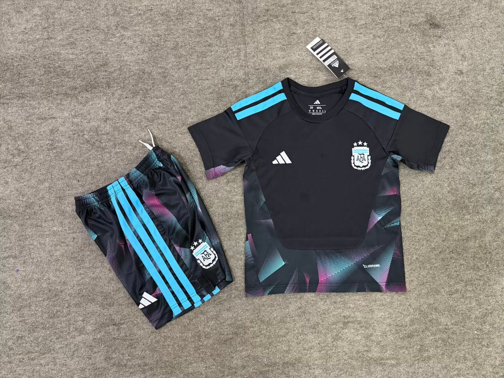 Argentina 26/27 Black/Blue Goalkeeper Kids Jersey Set