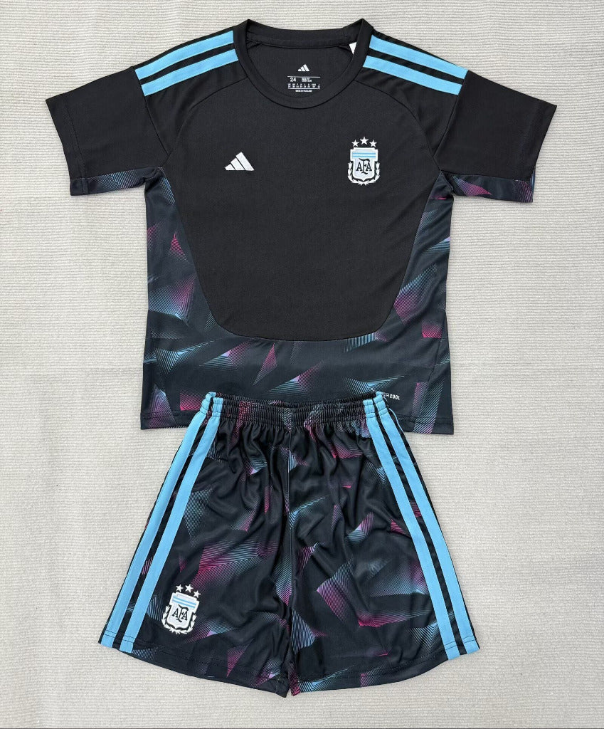 Argentina 26/27 Black/Blue Goalkeeper Kids Jersey Set