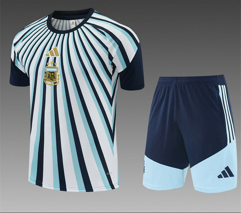Argentina 26/27 White/Blue/Black Stripes Home Training Kids Jersey Set