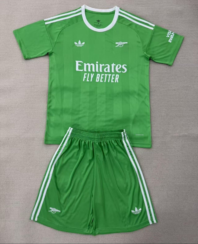 Arsenal 25/26 Green Goalkeeper Kids Jersey Set