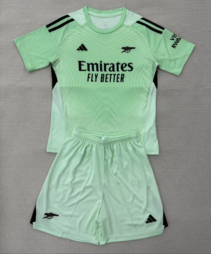 Arsenal 25/26 Light Green Goalkeeper Kids Jersey Set