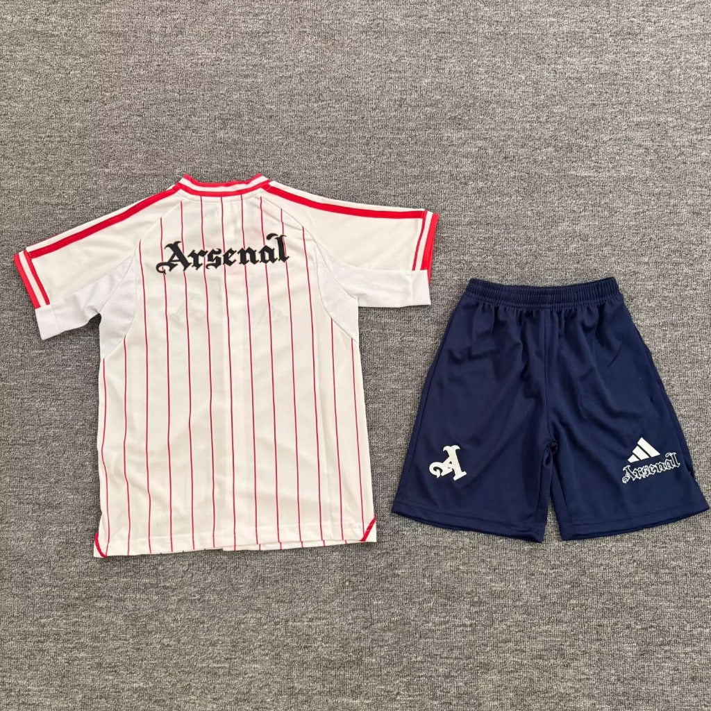 Arsenal 25/26 Off White Baseball Kids Jersey Set