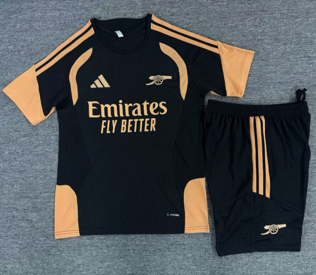 Arsenal 26/27 Black/Orange Training Kids Jersey Set